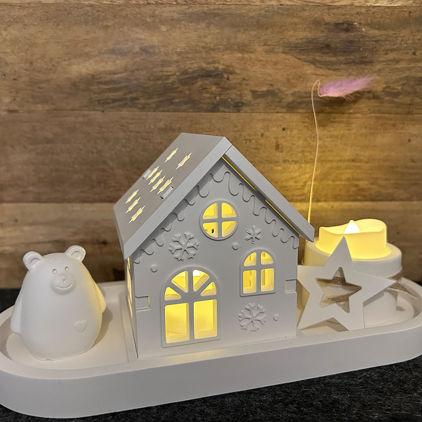 Winterliches Häuschen aus Gießkeramik – Bild 2