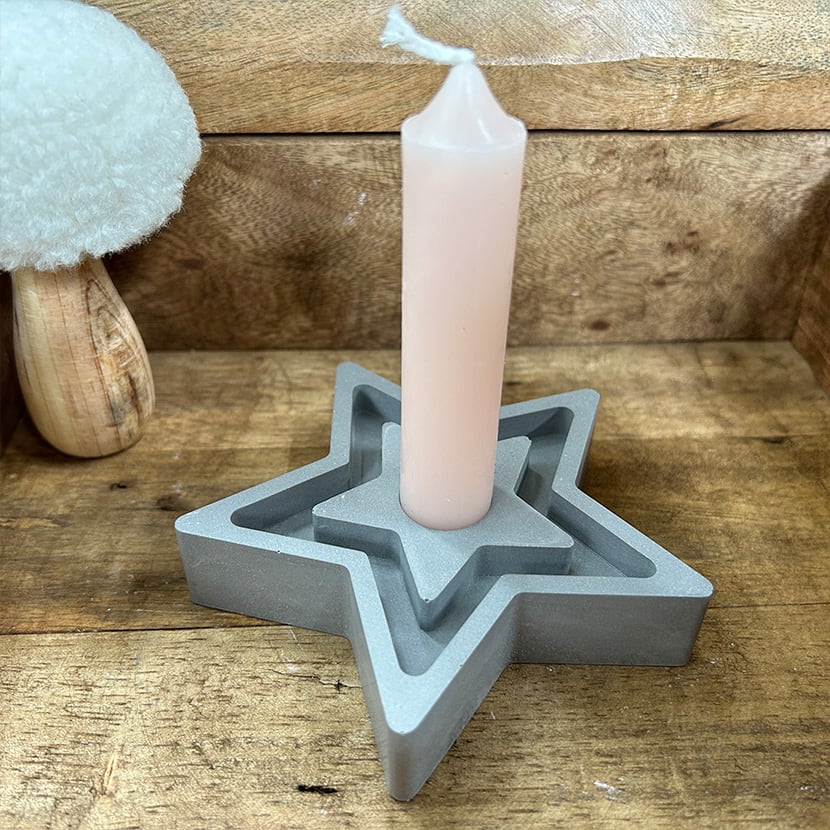 Kerzenhalter Stern in Grau – Bild 2