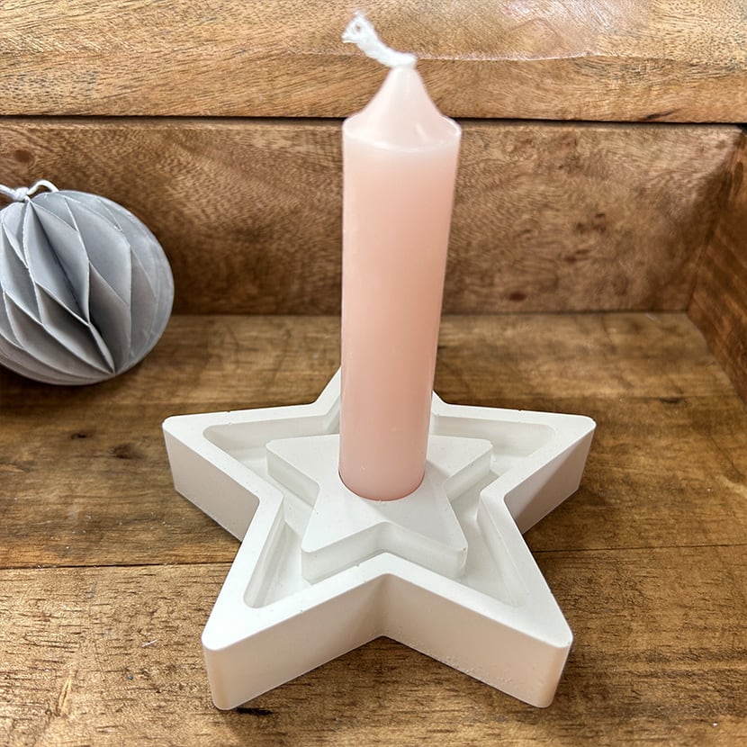 Kerzenhalter Stern in Weiß – Bild 2