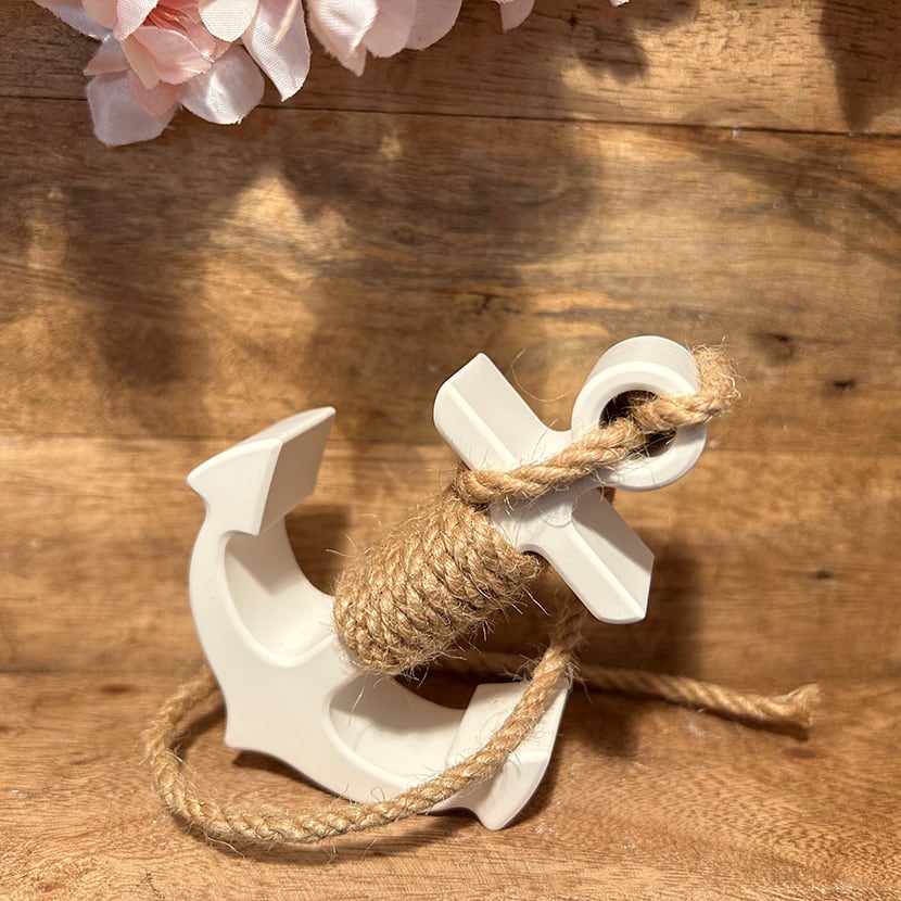 Handgefertigter Keramik-Anker mit Seil