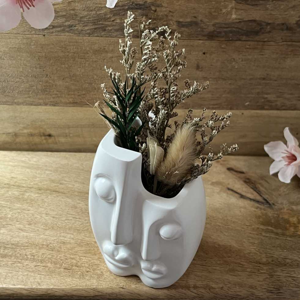 Keramikkunst aus Gießkeramik, handgefertigt in Solingen (Art.TSK-0092-ART-DEKO-VASE-GESICHTER-DEKO)