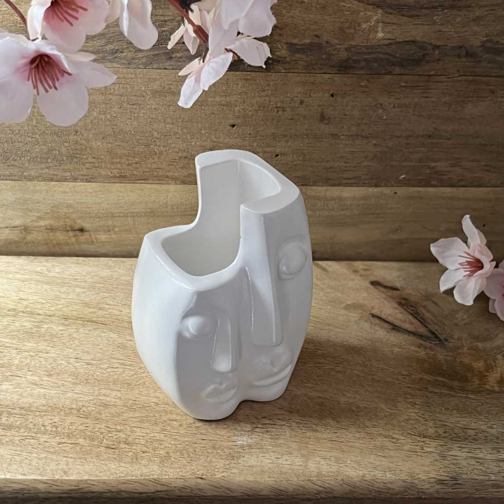 Keramikkunst aus Gießkeramik, handgefertigt in Solingen (Art.TSK-0092-ART-DEKO-VASE-GESICHTER-SINGLE)